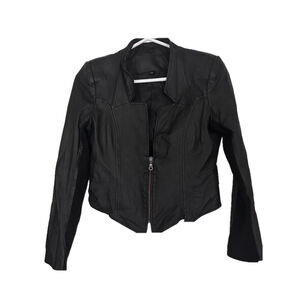 Donna bella Italy Women's Black Leather Jacket moto biker size 42